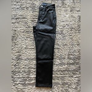 Black Leather Straight Leg Pants